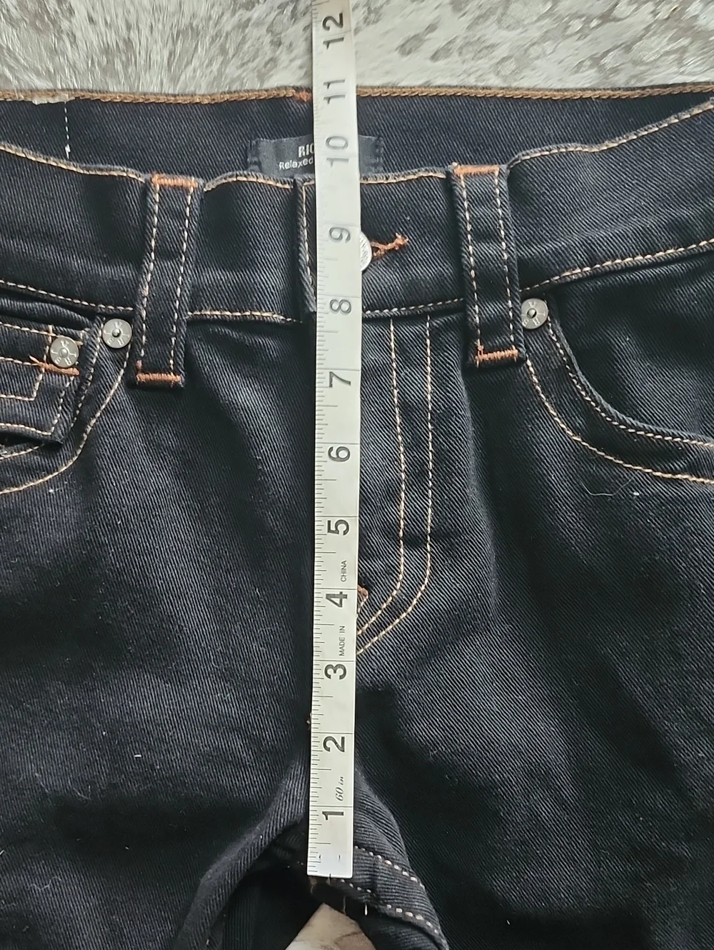 True Religion Ricky Frayed Hem Shorts Black Sz30 Flap Pocket